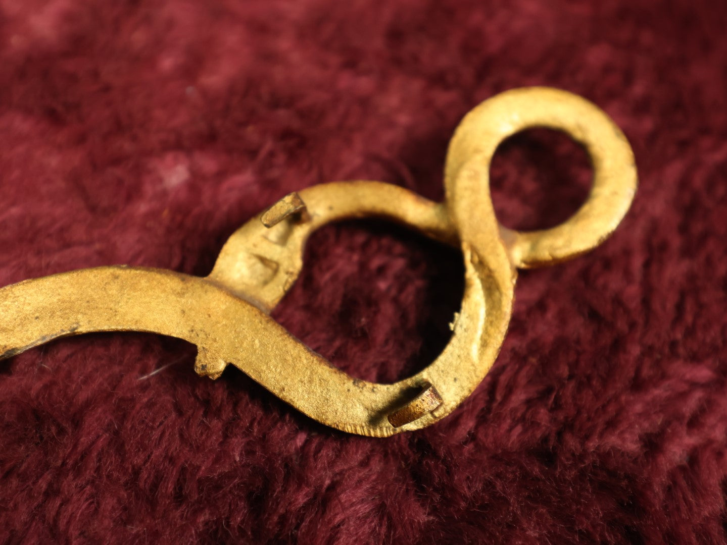 Lot 036 - Unusual Curly Brass Snake Ornament, Has Tines For Mounting To Something