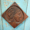 Lot 041 - Antique Folk Art Carved Wood Woman In Profile Wall Hanger Artwork