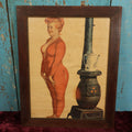 Lot 049 - Vintage Framed Duane Bryers Hilda Print, Plus Size Pin Up, Standing By Stove