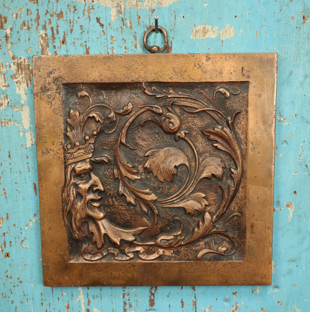 Lot 051 - Antique Greenman In Profile Bronze Plaque Wall Hanger By The Henry-Bounnard Bronze Company, New York City, Circa Early 20th Century