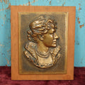 Lot 055 - Antique Cast Metal Plaque Mounted On Wood Depicting Dame Ellen Terry As "Beatrice" In Shakespeare's "Much Ado About Nothing"