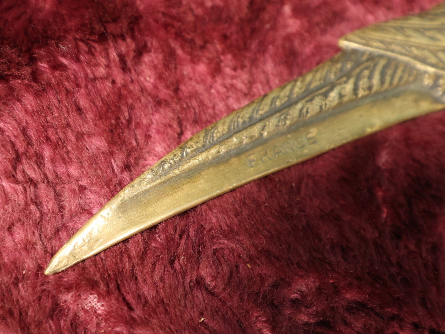 Lot 058 - Vintage Cast Metal Brass Parrot Letter Opener, Marked France