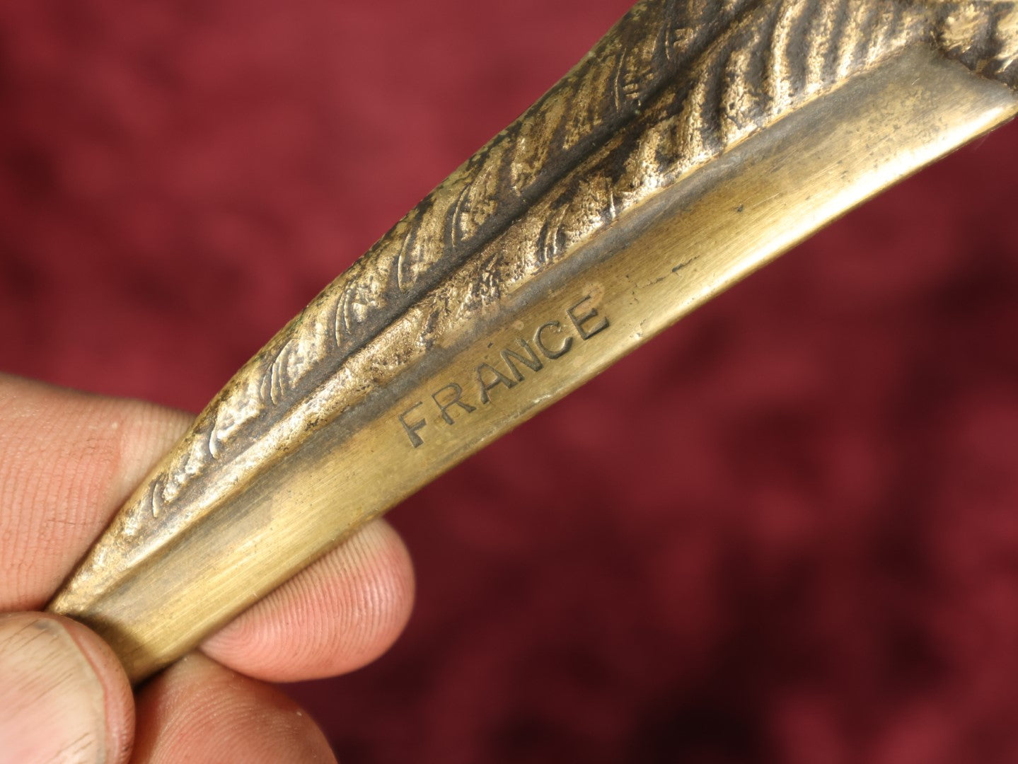 Lot 058 - Vintage Cast Metal Brass Parrot Letter Opener, Marked France