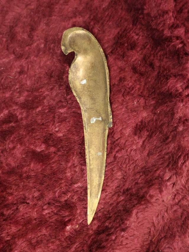 Lot 058 - Vintage Cast Metal Brass Parrot Letter Opener, Marked France