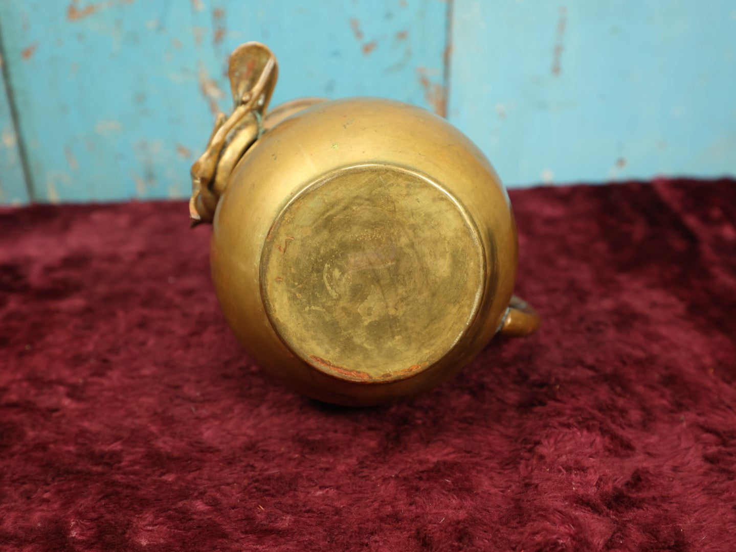 Lot 059 - Vintage Brass Pitcher With Bird Perched Ornament, Various Denting, Wear, Corrosion, Discoloration, Overall Handsome, Please Clean Before Use