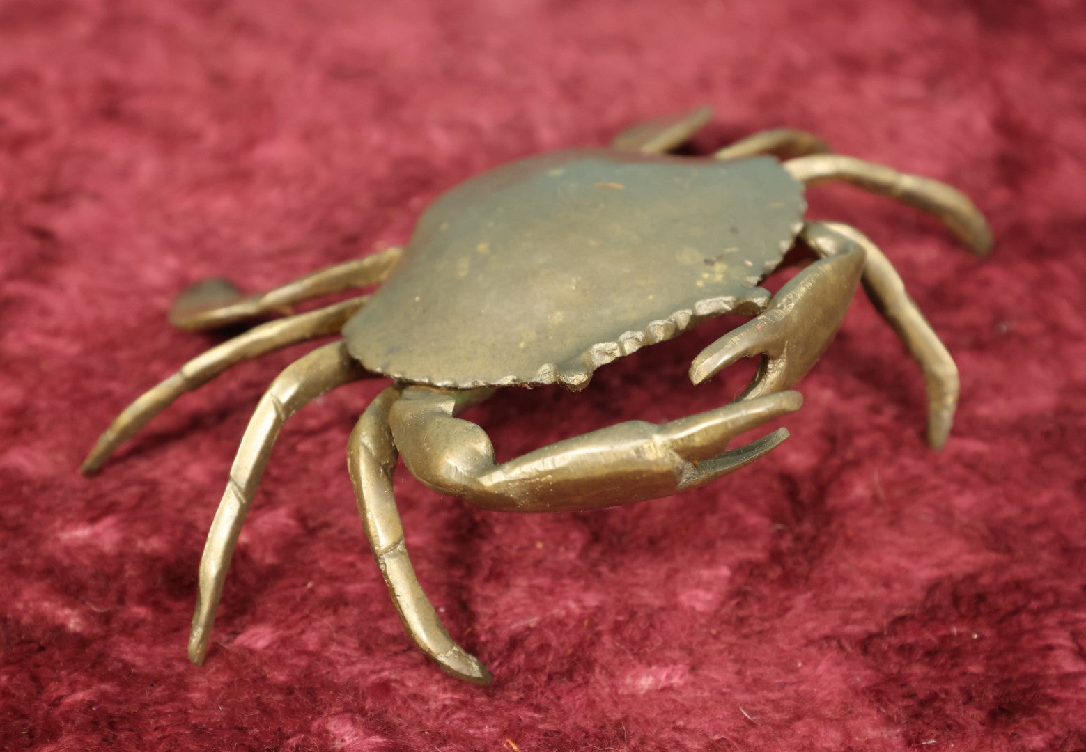 Lot 063 - Vintage Brass Crab Ashtray Trinket Box, Hinged Shell Lid