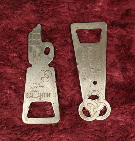 Lot 064 - Pair Of Vintage Ballantine Beer Bottle Openers Including Ok Sign With Hand, "Handy Way To Order"