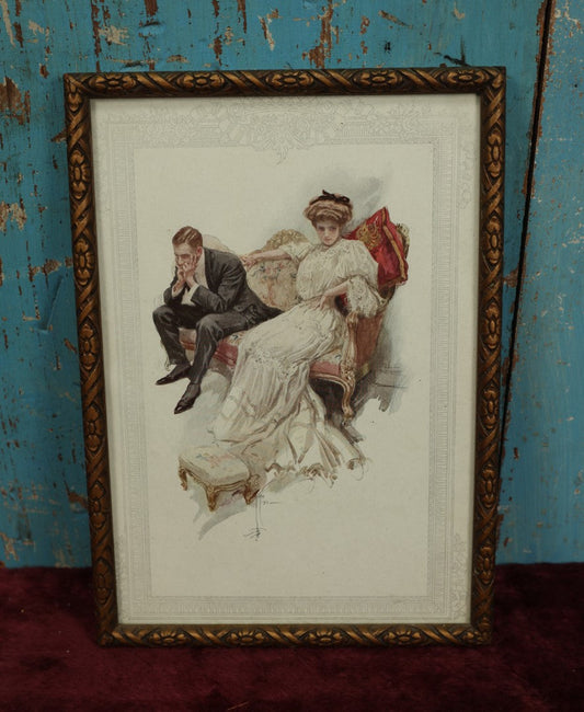 Lot 072 - Antique Bachelor Belles "The Quarrel" Framed Print By Harrison Fisher, Circa 1908