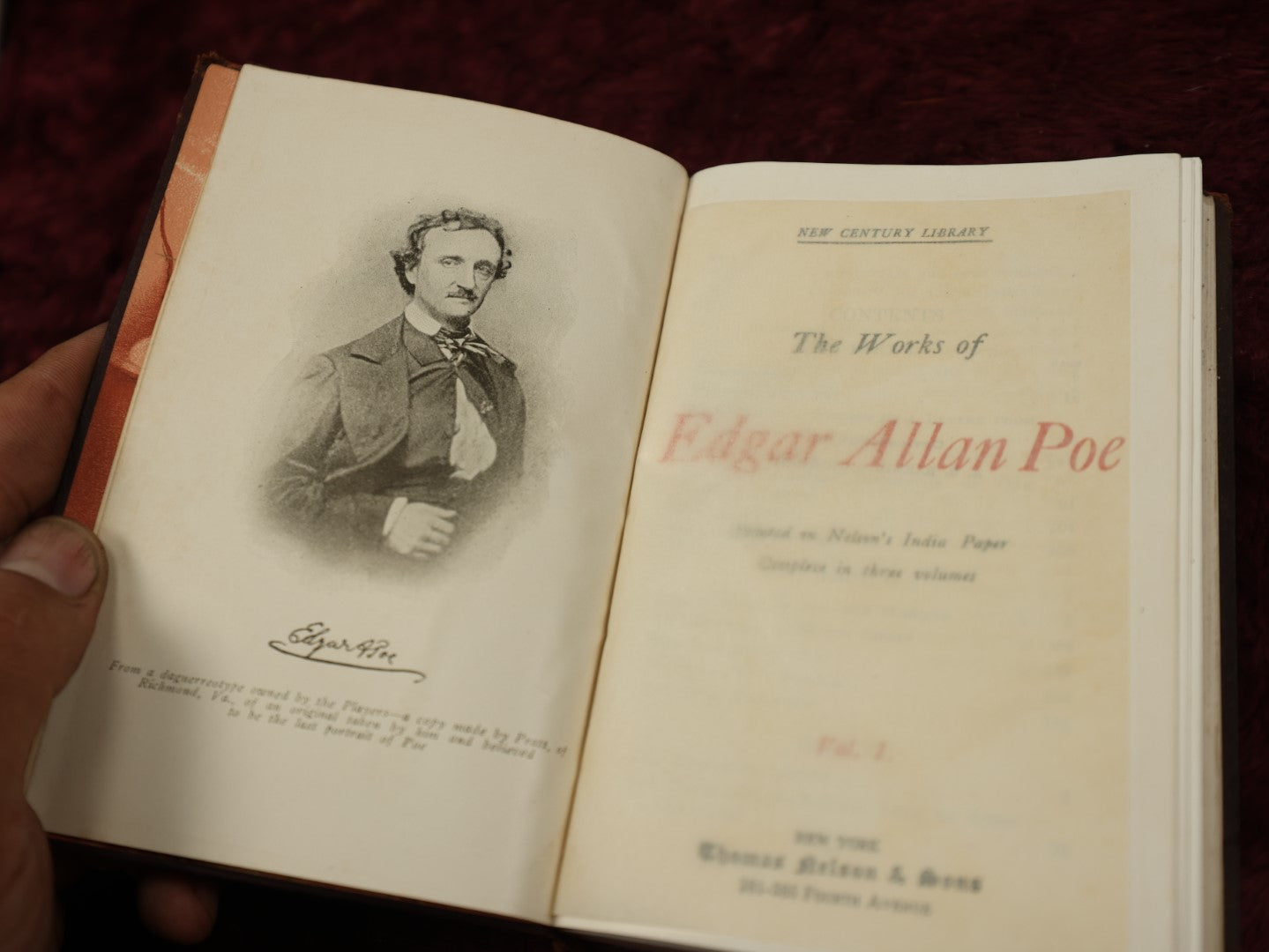 Lot 073 - The Works Of Edgar Allan Poe, Complete Three Volume Set, Published By Thomas Nelson & Sons, New York, Also Marked A.S. Barnes & Co., 1905 