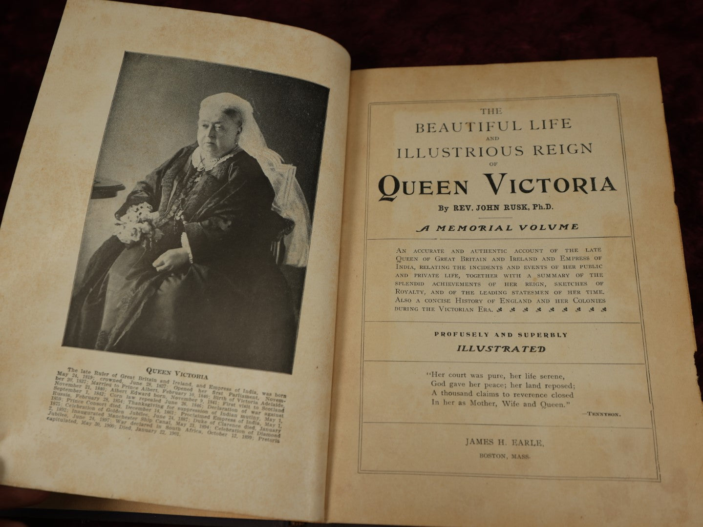 Lot 076 - Beautiful Life And Illustrious Reign Of Queen Victoria, Devoted Wife, Faithful Mother, Ideal Sovereign, Antique Book, Copyright 1901, Various Wear