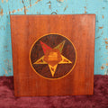 Lot 078 - Vintage Masonic Order Of The Eastern Star Freemasons Compass, Square, And G Marquetry Inlaid Wooden Plaque Wall Hanger