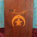 Lot 079 - Vintage Masonic Shriners Freemasons Compass, Square, And G Marquetry Inlaid Wooden Plaque Wall Hanger