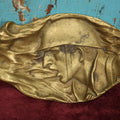 Lot 082 - Vintage "Our Liberators" World War II Era Cast Metal Tray, Coin Dish, Soldier Rushing Into Battle Wearing Helmet