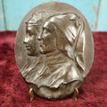 Lot 086 - Antique Cast Metal Plaque Of Dante Alighieri And Beatrice, Medal