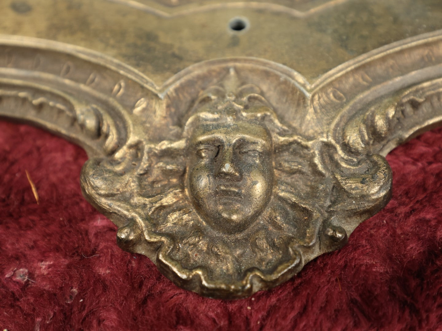 Lot 087 - Antique Cast Metal Tray With Northwind Faces, Women's Faces, Salvaged Segment From An Ornate Victorian Side Table