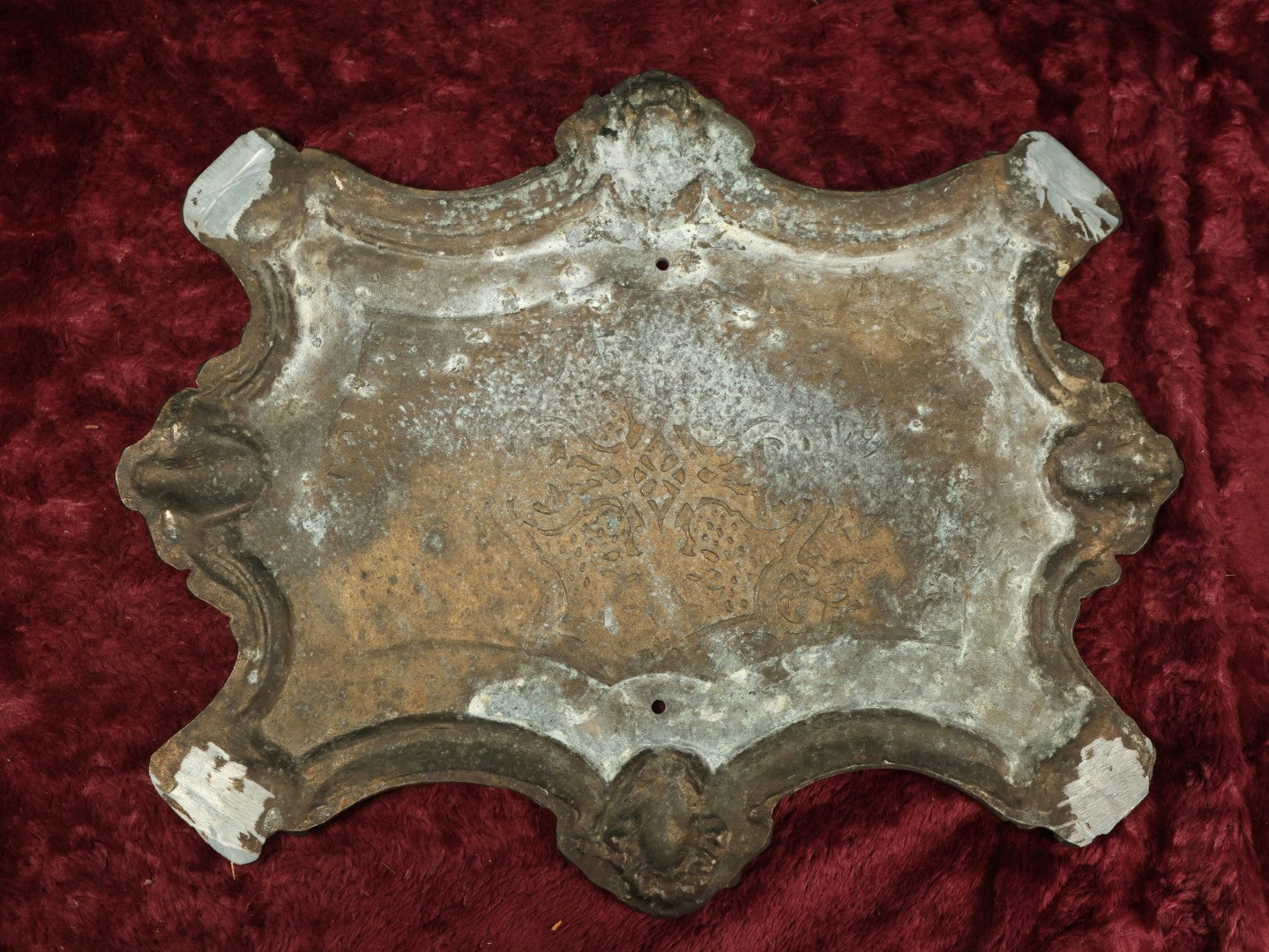 Lot 087 - Antique Cast Metal Tray With Northwind Faces, Women's Faces, Salvaged Segment From An Ornate Victorian Side Table