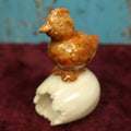 Lot 092 - Vintage Carved Alabaster Chicken Standing On Cracked Egg Shell, Hand Carved In Italy, With Sticker, Top Of Head Feels Rough, Possible Chip, See Photos