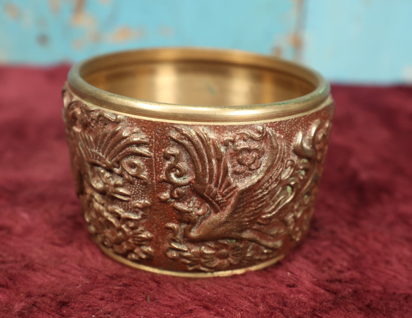 Lot 104 - Antique Cast Metal Threaded Collar With Phoenix Motif, Fragment Of Some Larger Item Or Object, Ornament