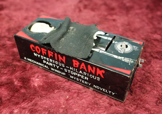 Lot 112 - Vintage Coffin Bank Mechanical Bank, Mysterious Hilarious Part Stopper Novelty, Note Damage To Fingers, Mechanism Malfunctions, Operates Intermitently