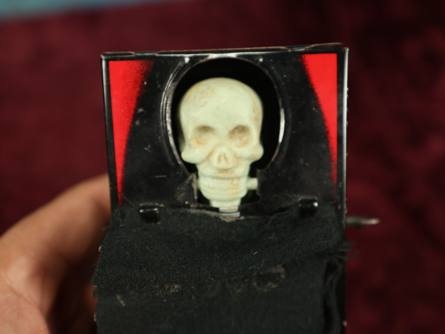 Lot 112 - Vintage Coffin Bank Mechanical Bank, Mysterious Hilarious Part Stopper Novelty, Note Damage To Fingers, Mechanism Malfunctions, Operates Intermitently