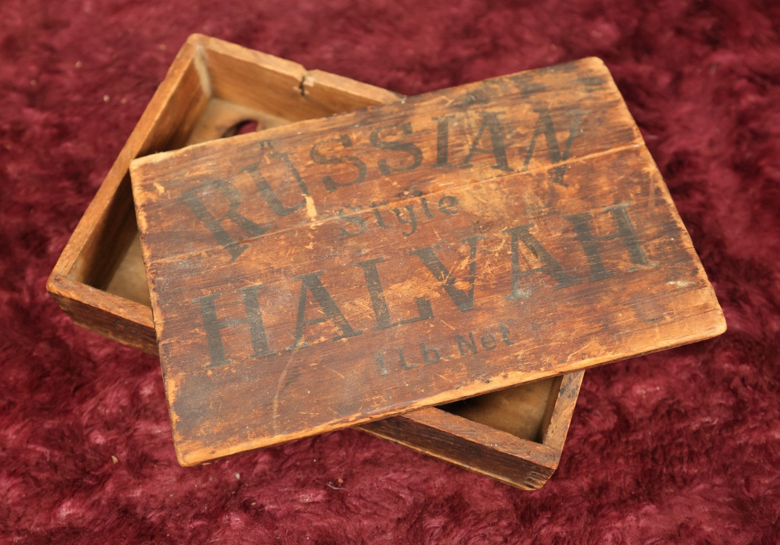 Lot 113 - Antique Russian Style Halvah Wooden 1Lb Net Wood Box, Paradise Halvah, The Best Made, Rothman Chocolate Company Inc., New York City