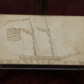 Lot 119 - Clipper Ship With American Flag Circa 1840 Miniature Pencil Drawing, Signed John Kent, With Middle Initial, Franklin, New Hampshire (Facing Right)