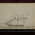 Lot 120 - Sailing Ship With Flag, Circa 1840, Signed John Kent, With Middle Initial, Of Franklin, New Hampshire (Facing Left)