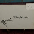 Lot 124 - Antique Hand Drawn Pen And Ink Calligraphy Calling Card For Walter D. Lewis, With Angel Blowing Trumpet, Dated June 26, 1879