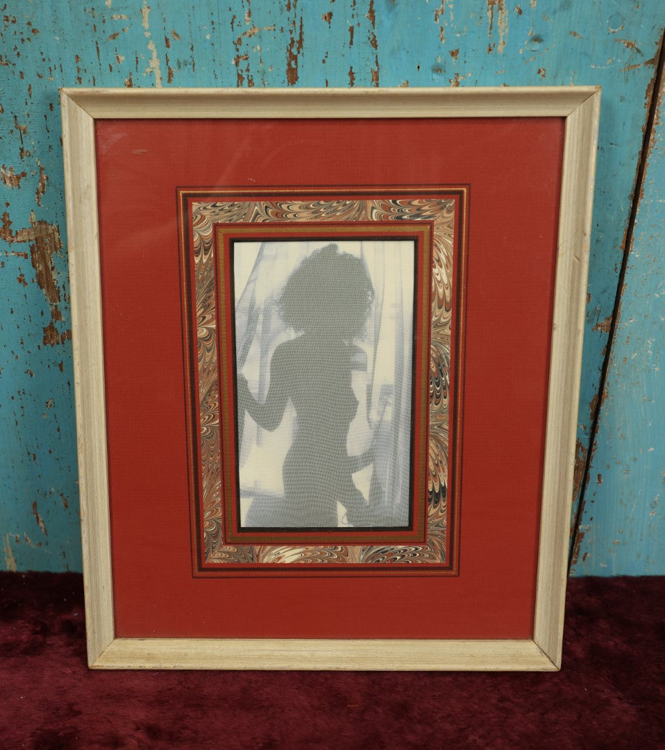 Lot 130 - Vintage Mixed Media Nude Silhouette Of Woman In Frame With Red Mat With Marbling