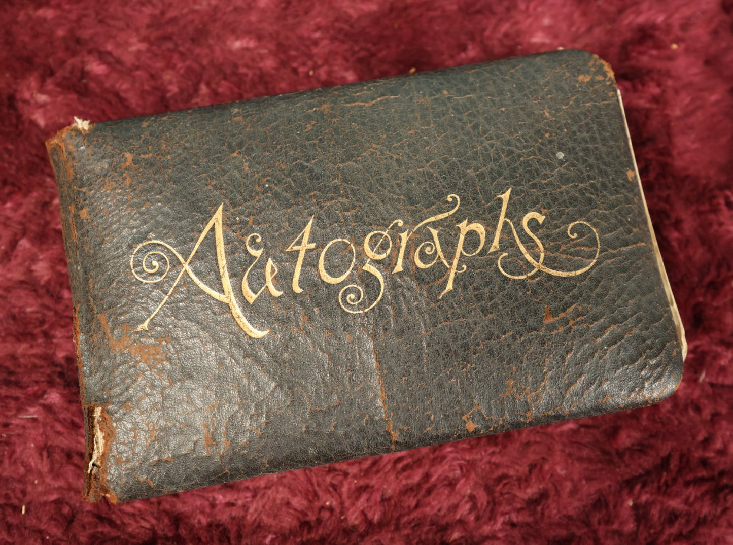 Lot 135 - Antique Circa 1898 Autograph Album With Many  Handwritten Notes, Poems, Includes RPPC Of Women, Note Wear, Loose Cover And Pages