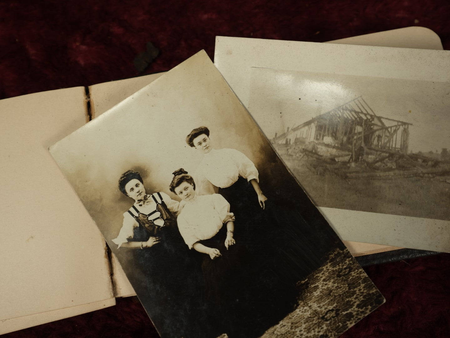 Lot 135 - Antique Circa 1898 Autograph Album With Many  Handwritten Notes, Poems, Includes RPPC Of Women, Note Wear, Loose Cover And Pages