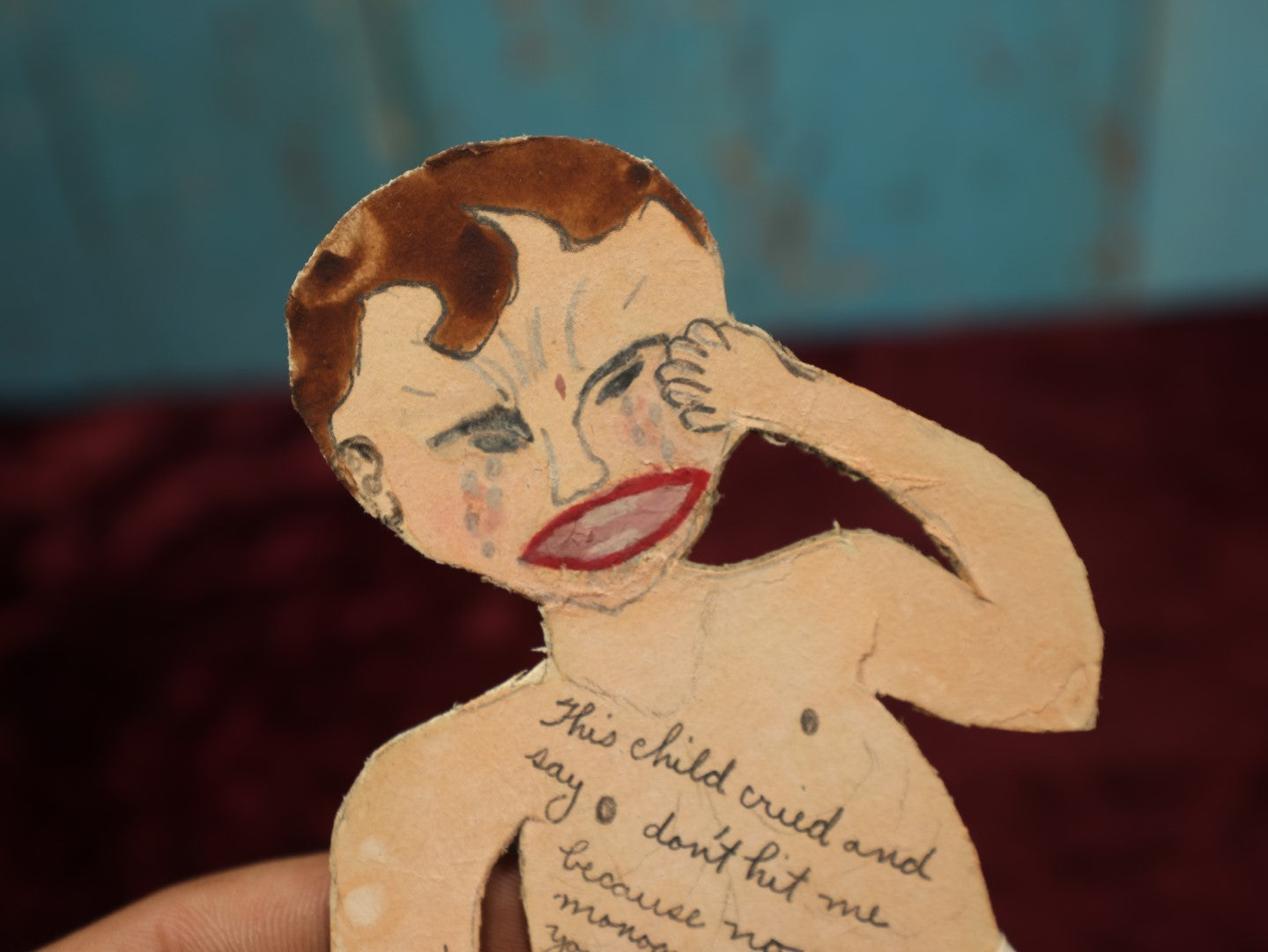 Lot 146 - Vintage Folk Art Ephemera Of Crying Baby, Paper Cut And Painted, April Fool's Day Gag, Cloth Diaper