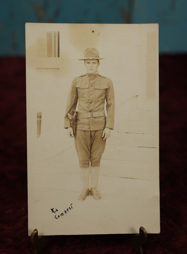 Lot 149 - Single Postcard - RPPC Real Photo Postcard Of Young Soldier, "Kid Combest"