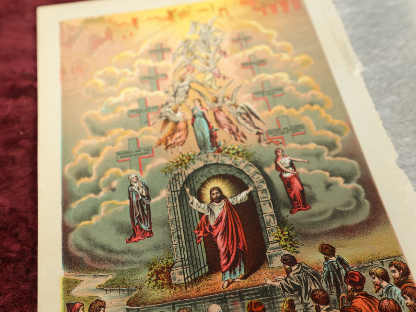 Lot 155 - Grouping Of Nine Antique Religious Chromolithograph Book Plates, Jesus, Angels, Adam And Eve, And More, 