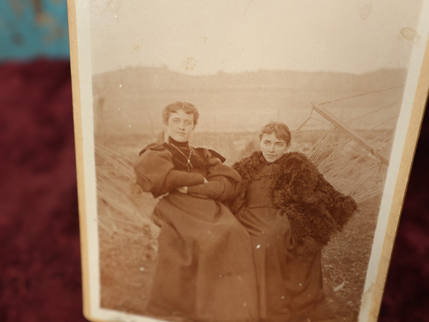 Lot 158 - Pair Of Boarded Photos Of Victorian Ladies Hanging Out On And Around Hammock