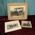 Lot 160 - Grouping Of Three Transportation Related Photos - Man With Early Automobile, Man On Horse And Buggy, And Horse In Front Of House, Including By Haas Photographer Of New York