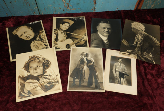 Lot 162 - Grouping Of Seven Approximately 8X10 Promo And Entertainment Photos, Some With Signatures (Authenticity Not Verified) Including Shirley Temple, Bullfighter, Roy Aldridge, George Arliss, Herbert Hoover