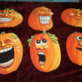 Lot 165 - Grouping Of Six 1997 Beistle Co. Anthropomorphic Jack-O-Lantern Pumpkins Illustrated By Roberts, Plus Two Additional That Are Stuck Together, For Eight Total, Note Some Wear, Losses