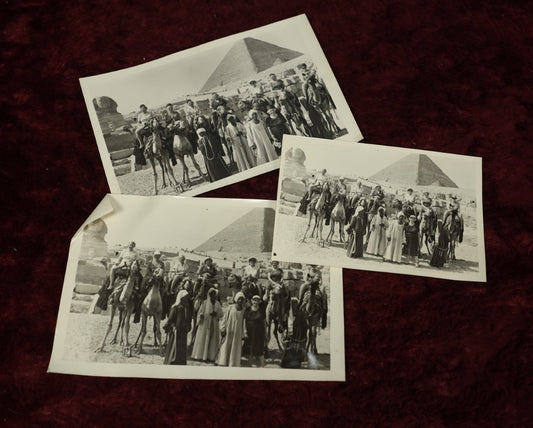 Lot 176 - Grouping Of Three Snapshot Photos Of Groups Of People In Front Of The Egyptian Pyramids, Sphinx, Giza