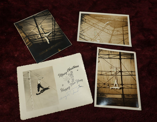 Lot 178 - Three Snap Shot And Christmas Card Showing Trapeze Artists, Related To Boxer "Auger"