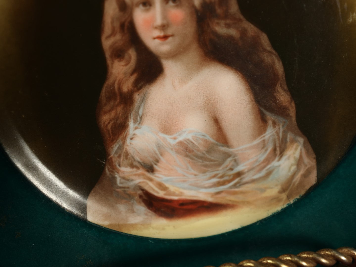 Lot 005 - Antique Risqué Nude Woman In Sheer Covering Printed Plate, Likely Austrian, Note Paint Loss Around Edge, Divot In Porcelain