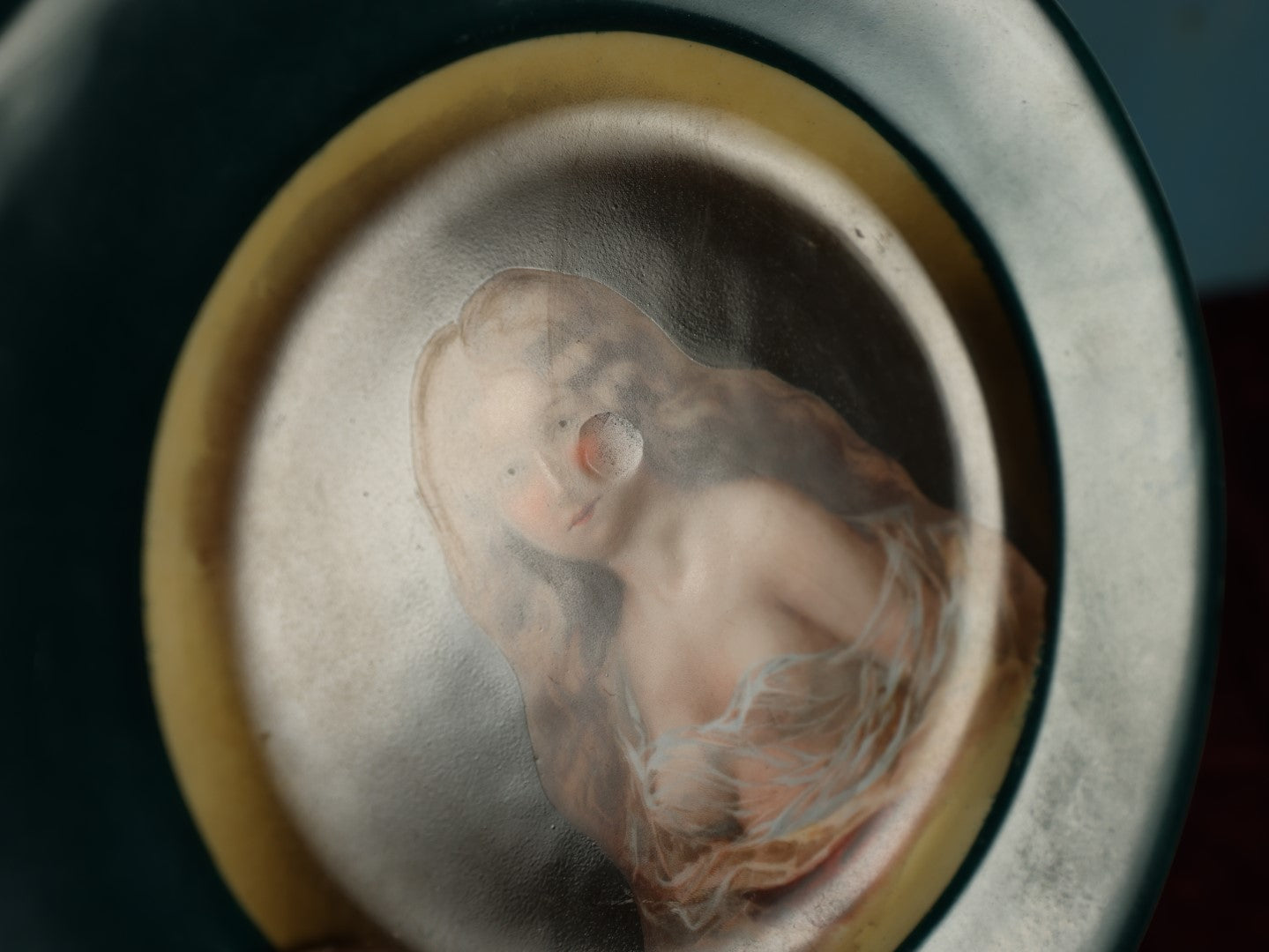 Lot 005 - Antique Risqué Nude Woman In Sheer Covering Printed Plate, Likely Austrian, Note Paint Loss Around Edge, Divot In Porcelain