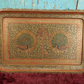 Lot 008 - Vintage Painted Brass Tray With Peacocks On Either Side, Marked Made In India