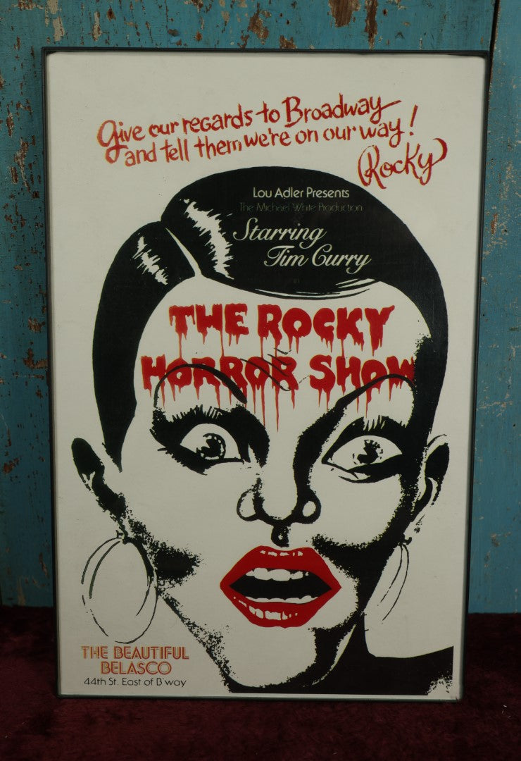 Lot 011 - Rocky Horror Picture Show Framed Broadway Poster, Loud Adler Presents The Michael White Production Starring Tim Curry, At The Beautiful Belasco, Modern Frame