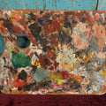 Lot 013 - Vintage Artist Used Painter's Palette With Multiple Colors Of Dried Oil Paint On Both Sides