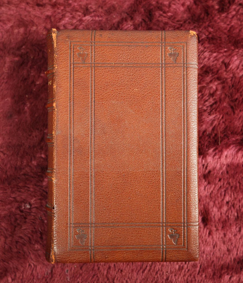 Lot 019 - Antique Fine Binding Leather Poetry Book, "Longfellow's Poetical Works," Henry Wadsworth Longfellow, Published In Edinburgh By William P. Nimmo, Illustrated, Gilt Fore-Edge