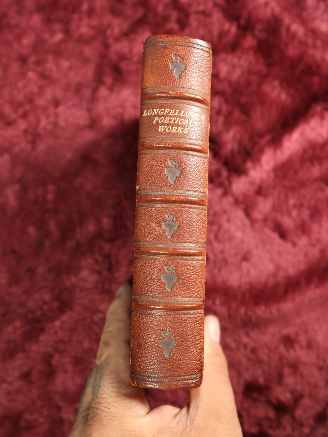 Lot 019 - Antique Fine Binding Leather Poetry Book, "Longfellow's Poetical Works," Henry Wadsworth Longfellow, Published In Edinburgh By William P. Nimmo, Illustrated, Gilt Fore-Edge