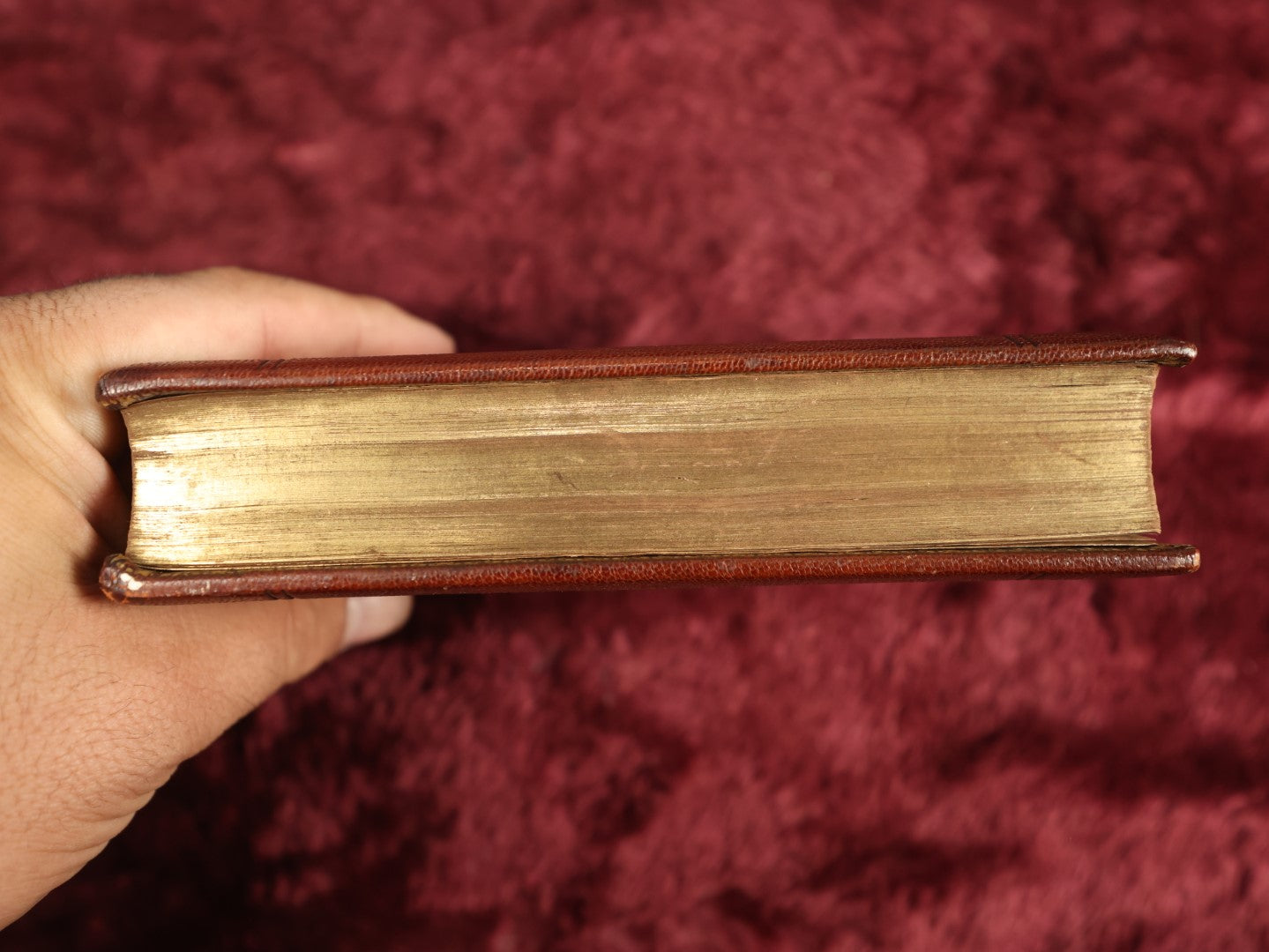 Lot 019 - Antique Fine Binding Leather Poetry Book, "Longfellow's Poetical Works," Henry Wadsworth Longfellow, Published In Edinburgh By William P. Nimmo, Illustrated, Gilt Fore-Edge