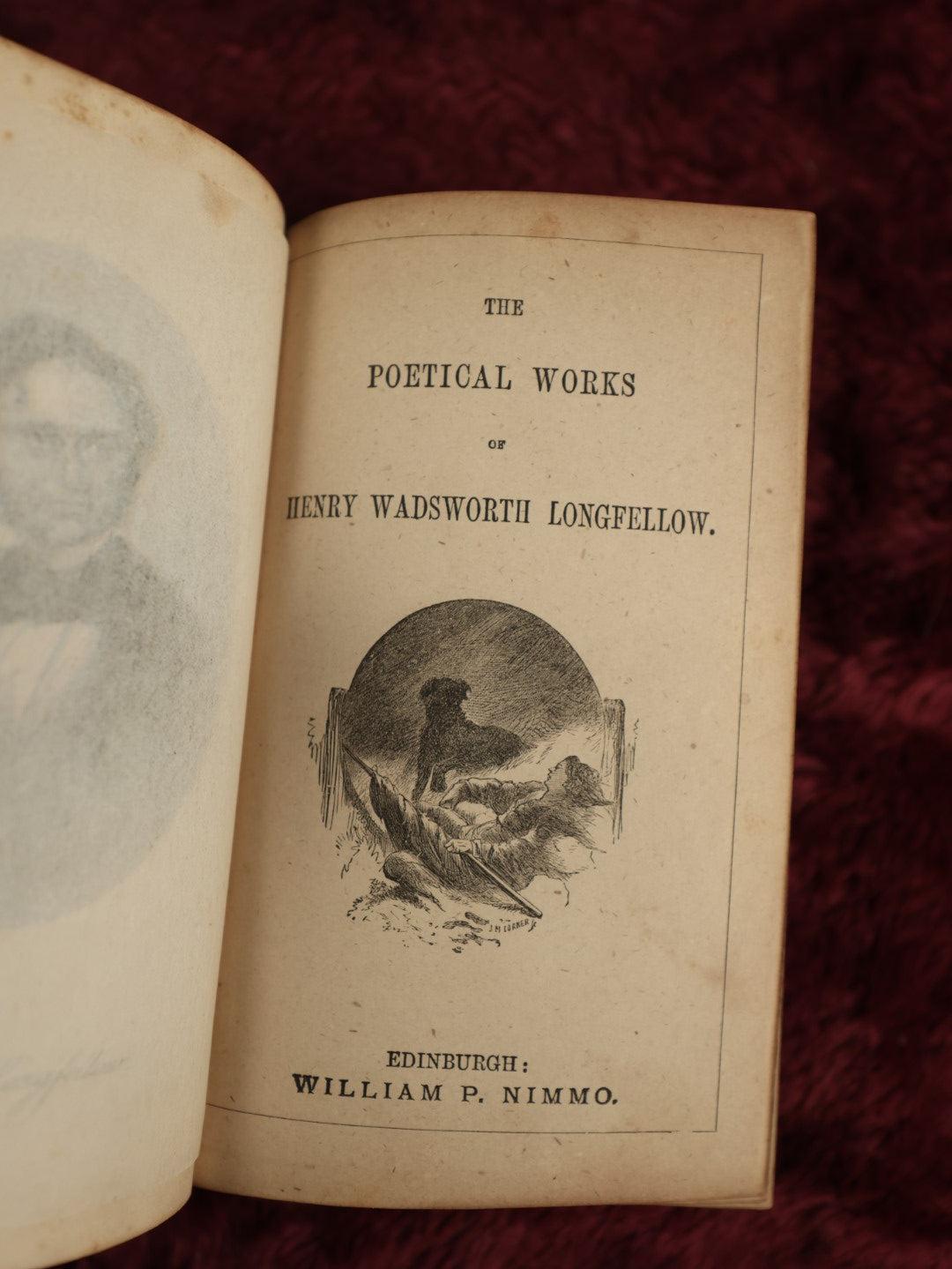 Lot 019 - Antique Fine Binding Leather Poetry Book, "Longfellow's Poetical Works," Henry Wadsworth Longfellow, Published In Edinburgh By William P. Nimmo, Illustrated, Gilt Fore-Edge