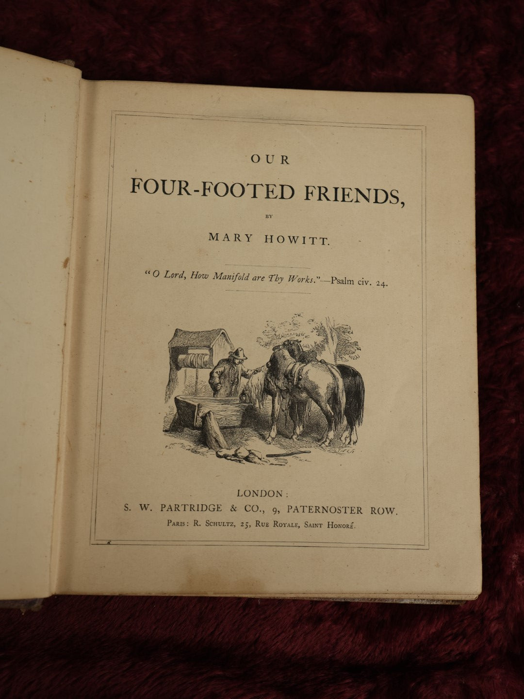 Lot 021 - Antique Illustrated Children's Book, "Our Four Footed Friends," By Mary Howitt, With Kitten On Cover And Many Cats, Dogs, And Horses Throughout, Printed In London By George Watson,